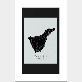 Tenerife Spain Island Map dark Posters and Art